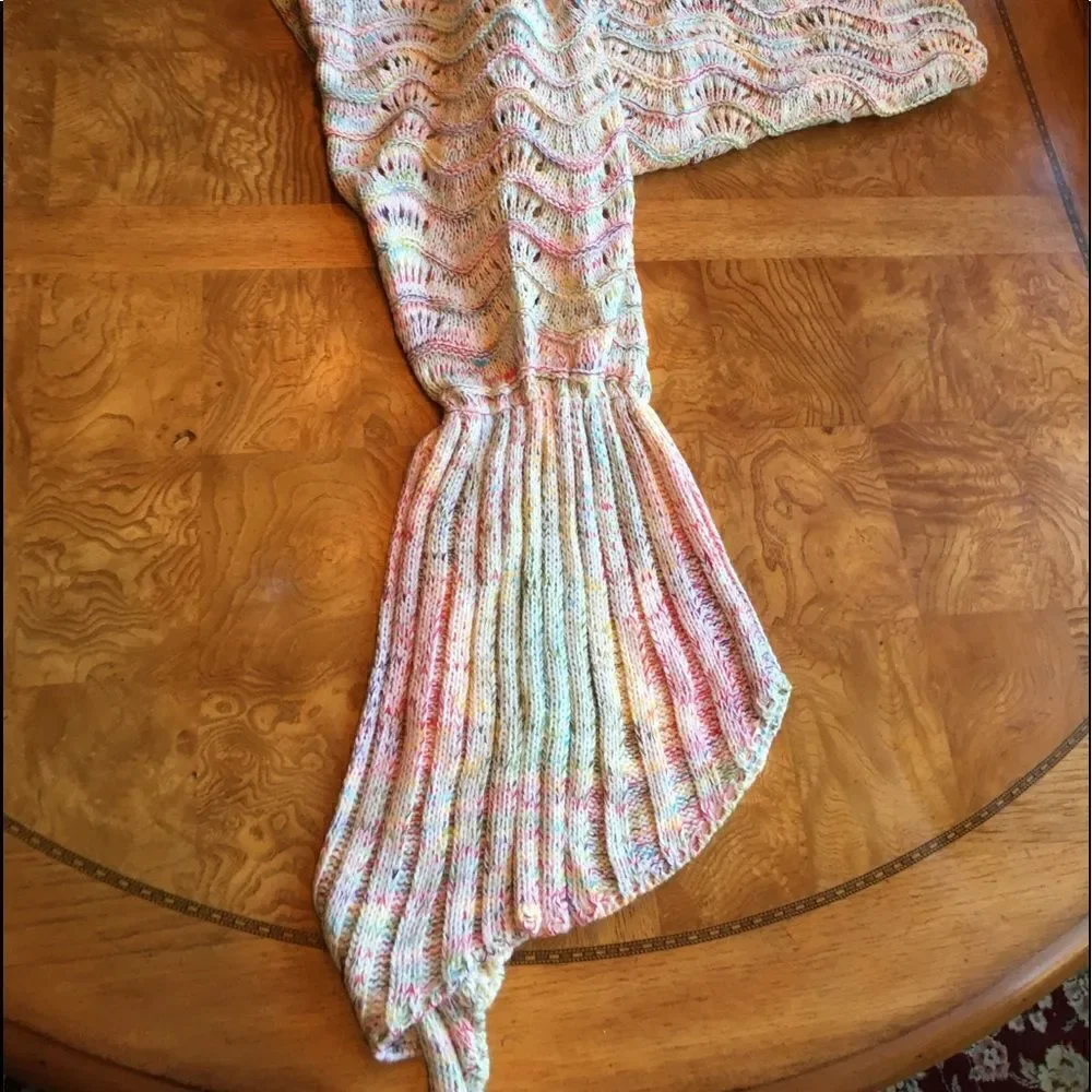 Pastel Mermaid Tail Blanket Knit Throw Adult Teen Cozy Gift NWT
